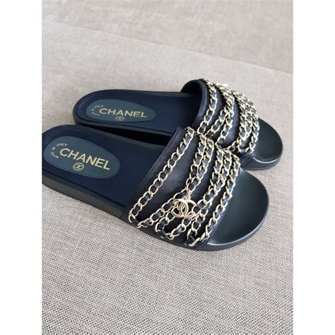 chanel chain slides|chanel slides for women.